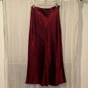 Vintage Elegant Red Satin Skirt